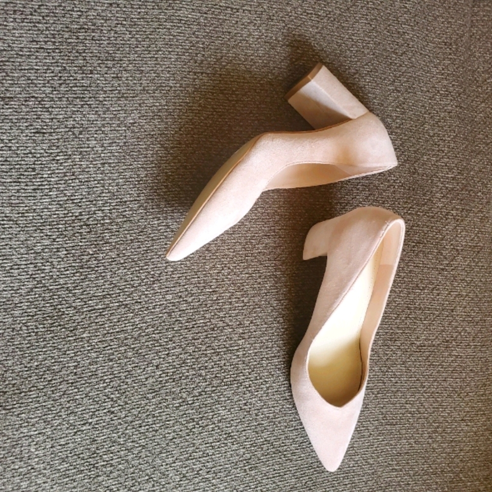 Pink suede heels
